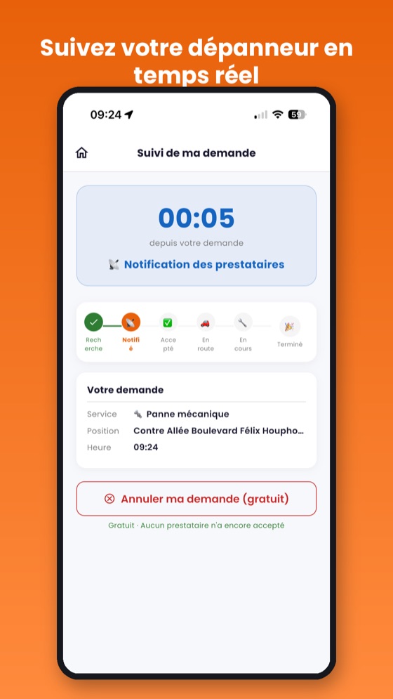 Suivi du dépanneur en temps réel